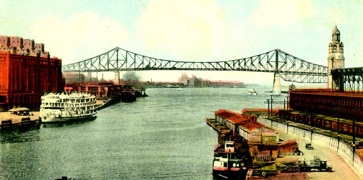 Jacques Cartier bridge, Montréal, vintage postcard